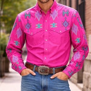 Wrangler Hot Pink vintage 90s Western Button-Down Shirt brushpopper